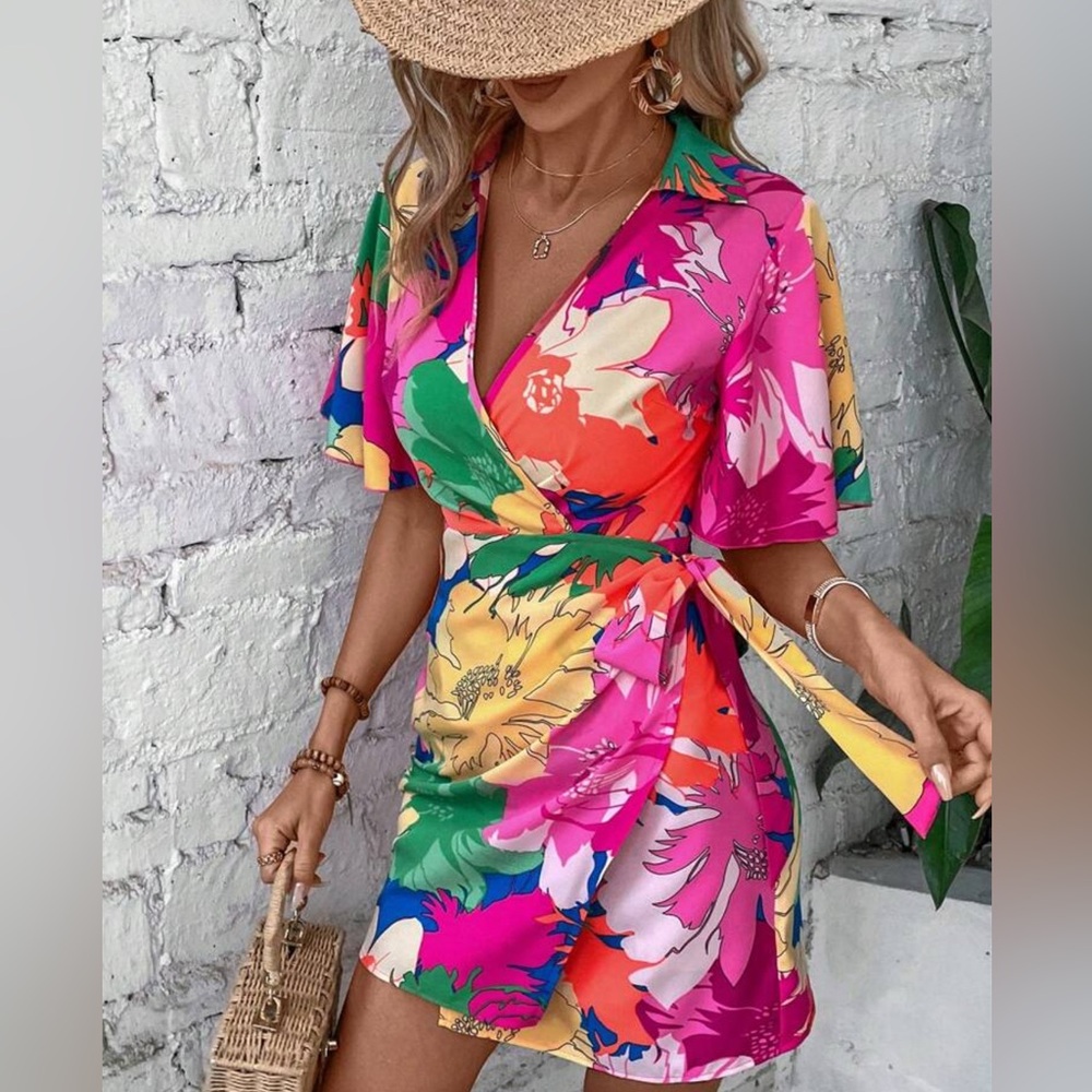 Vibrant Floral Wrap Dress